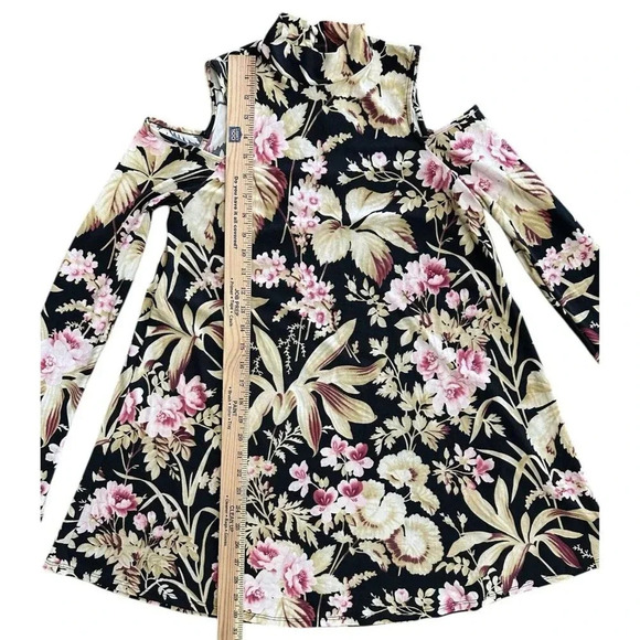 Show Me Your Mumu Cold Shoulder Long Sleeve Mini Dress Floral Size XS Mock Neck - Picture 7 of 8
